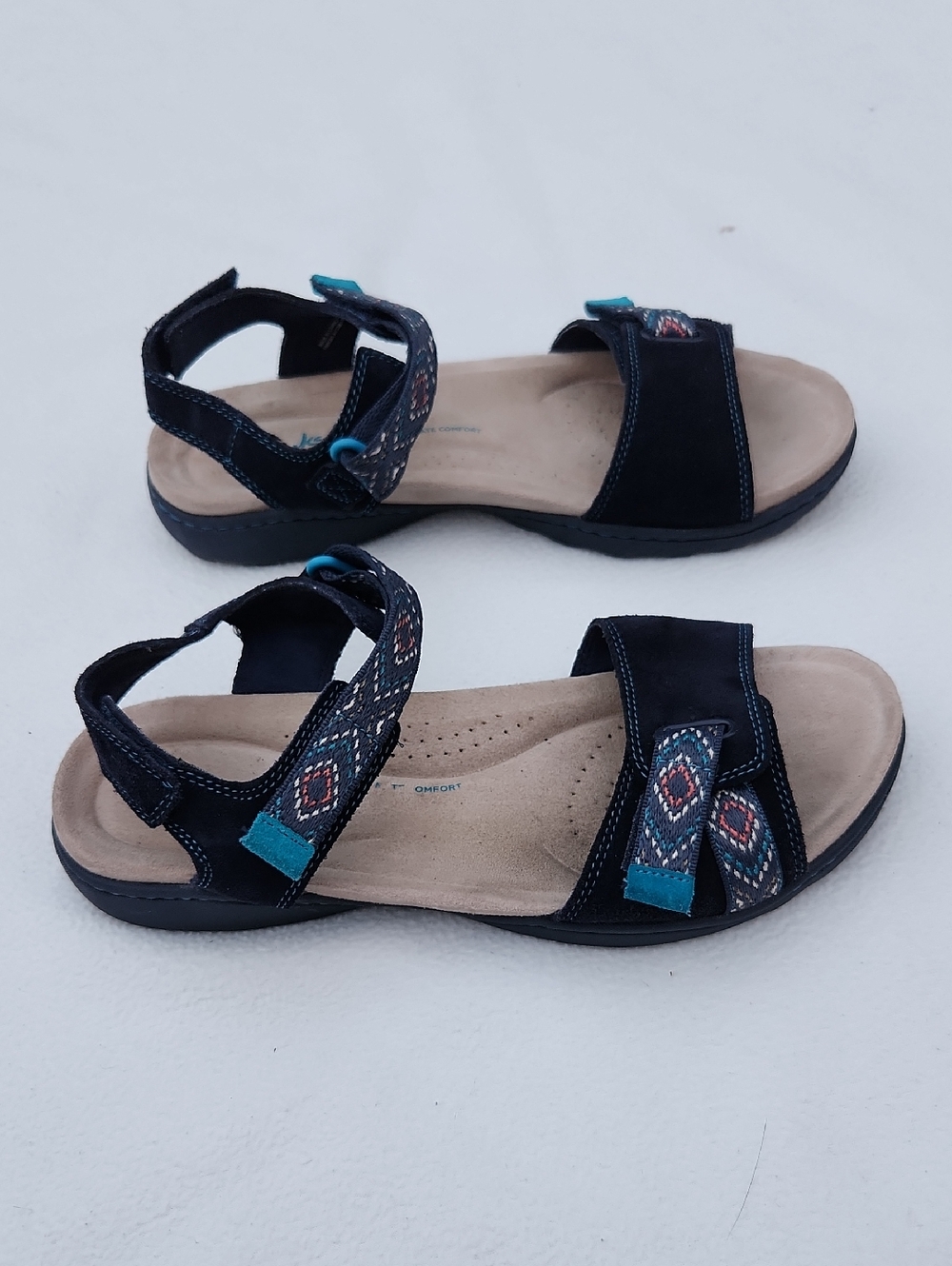 ​Clarks Collection Black Geometric Strappy Sport Sandals Women’s Size 9 W Wide